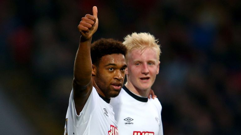 Jordon Ibe of Derby County celebrates 