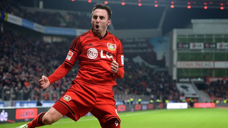 Josip Drmic of Bayer Leverkusen celebrates