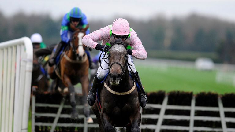 RATOATH, IRELAND - NOVEMBER 30:  Ruby Walsh riding  Kalkir clear the last to win The Bar One Racing Juvenile 3-Y-O Hurdle Race at Fairyhouse racecourse. 