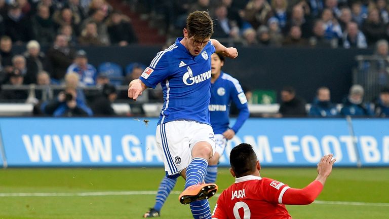 Klaas Jan Huntelaar of FC Schalke 04 scores his teams second goal