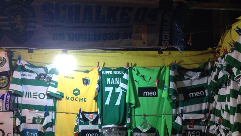 Nani shirt on sale outside Sporting's Estadio Jose Alvalade in Lisbon