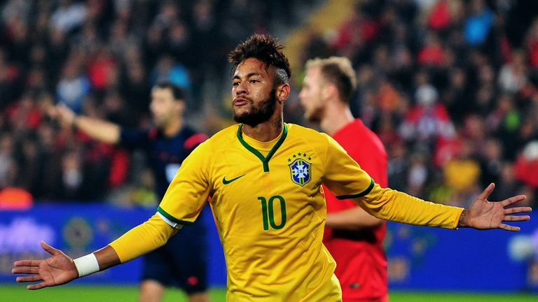 Neymar: Celebrates after scoring against Turkey in Istanbul