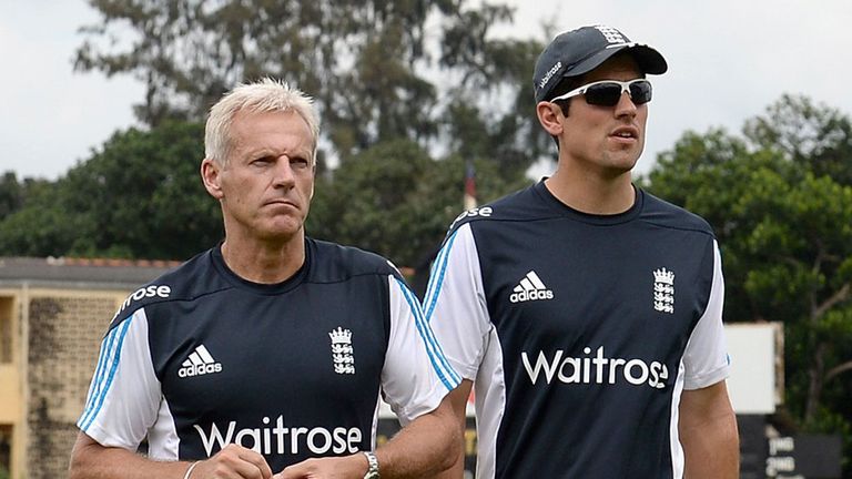 England head coach Peter Moores and Alastair Cook