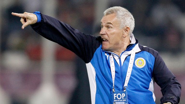 Bahrain's US coach Peter Taylor gestures during his team's 2011 Arab Games final football match against Jordan in the Qatari capital Doha