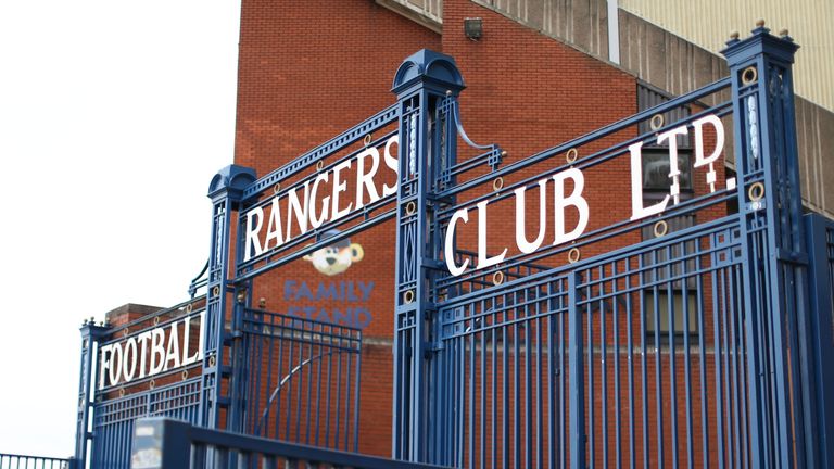 This picture shows a general view of Ibrox Stadium ahead of the Scottish League Cup match  between Rangers and Inverness in Glasgow on September 16, 2014