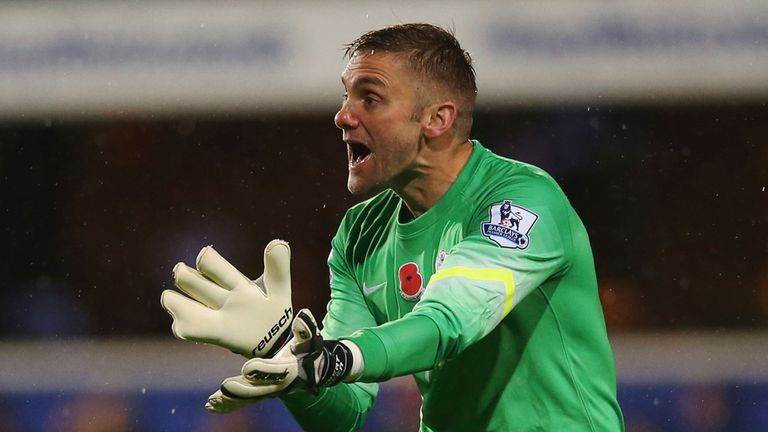 Robert Green of QPR appeals for handball against Sergio Aguero