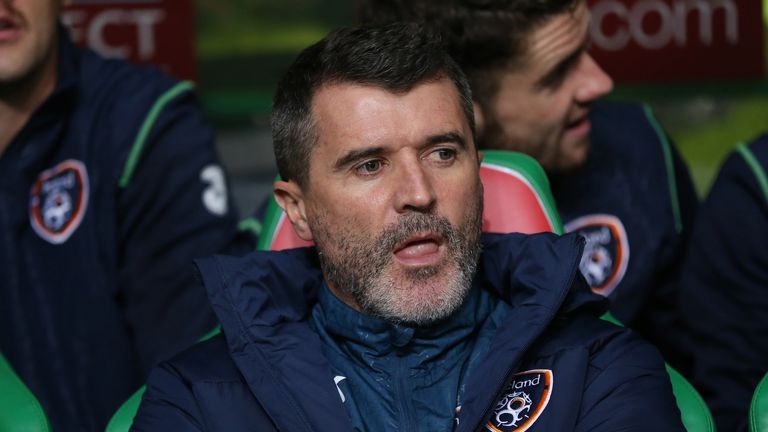 Republic of Ireland assistant manager Roy Keane looks on ahead of Euro 2016 Qualifier, Group D football match between Scotland and Republic of Ireland
