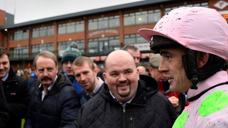 RATOATH, IRELAND - NOVEMBER 30: Jockey Ruby Walsh chats to the press at Fairyhouse racecourse on November 30, 2014 in Ratoath, Ireland.