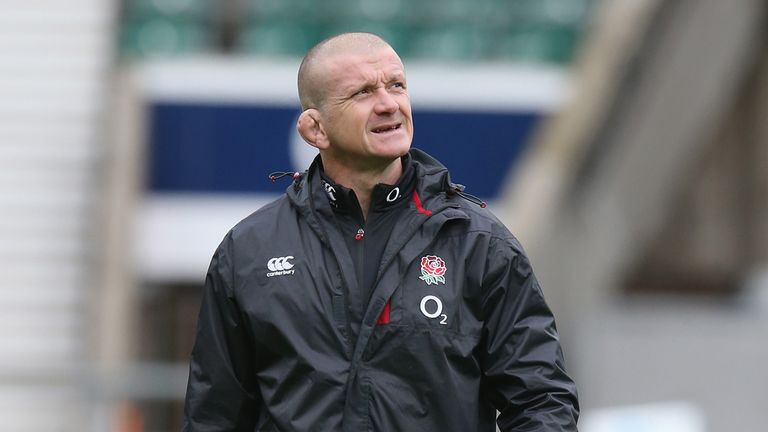 LONDON, ENGLAND - NOVEMBER 14:  Graham Rowntree, the England forwards coach looks on during the England captain's run at Twickenham Stadium on November 14,