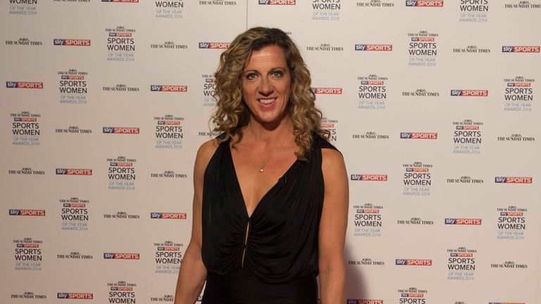 Sally Gunnell arrives at the 2014 Sportswoman of the Year awards