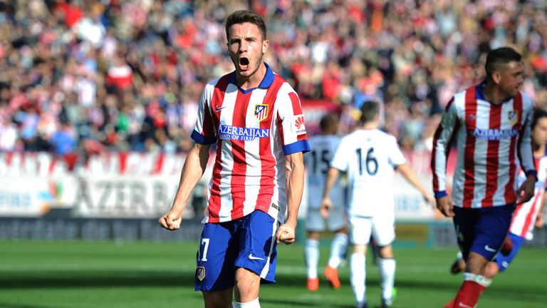 Saul Diges of Club Atletico de Madrid celebrates after scoring his team's opening goal