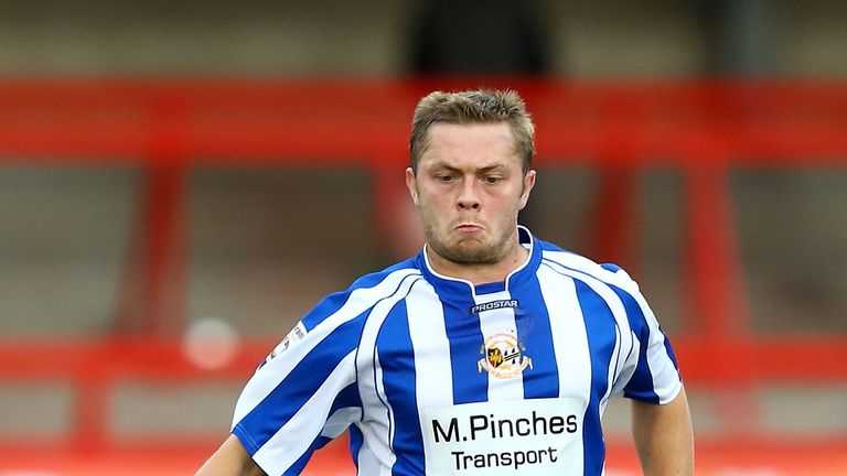 KIDDERMINSTER, ENGLAND - OCTOBER 26:  Sean Geddes of Worcester City controls the ball during the FA Cup Qualifying Fourth Round match between Worcester Cit