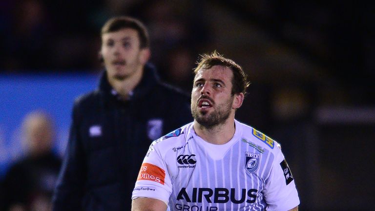 NEWCASTLE UPON TYNE, ENGLAND - NOVEMBER 7: Simon Humberstone of Cardiff Blues in action during the second round LV= Cup match between Newcastle Falcons and
