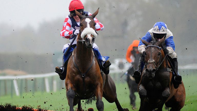 Tony McCoy riding Southfield Royale (L) clear the last to win The Free Tips At raceclear.co.uk Novices' Hurdle Race 