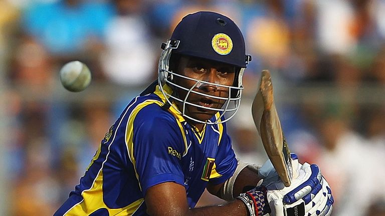 Sri Lanka's Mahela Jayawardene batting in the 2011 World Cup final against Sri Lanka