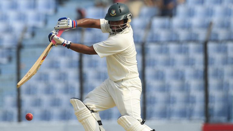 Bangladesh cricketer Tamim Iqbal plays a shot during the fourth day of the third cricket Test match between Bangladesh and Zimbabwe