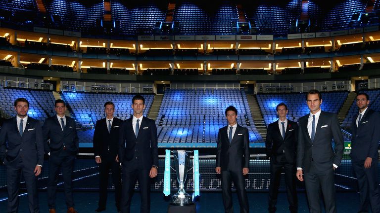 Stan Wawrinka, Milos Raonic, Tomas Berdych, Novak Djokovic, Kei Nishikori, Andy Murray, Roger Federer and Marin Cilic
