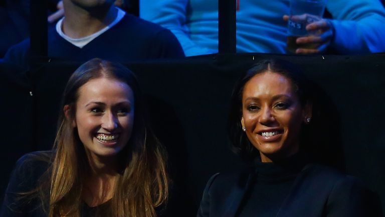 X-factor judge and Spice Girl Mel B watches on during the evening session on day six at the ATP World Tour Finals in London 