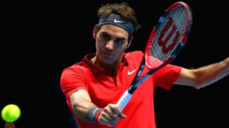 Roger Federer against Kei Nishikori at the ATP World Tour Finals