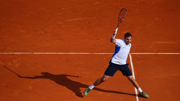 MONTE-CARLO, MONACO - APRIL 20:  Stanislas Wawrinka of Switzerland in action against Roger Federer of Switzerland in the final during day eight of the ATP 
