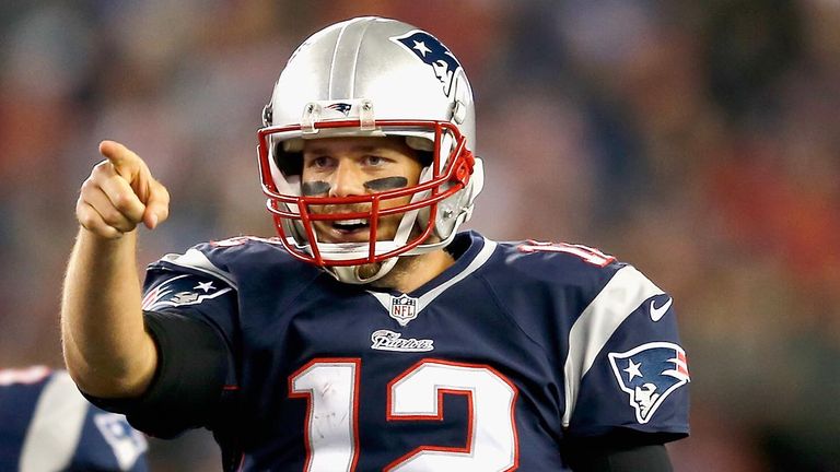 Tom Brady #12 of the New England Patriots against the Denver Broncos