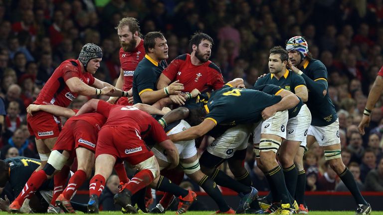 Wales and South Africa were locked in a forward battle