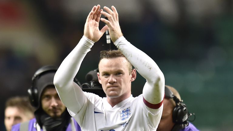 England's Wayne Rooney acknowledges the fans 