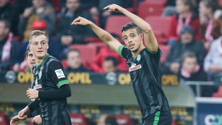 Franco Di Santo celebrates Werder Bremen's second goal