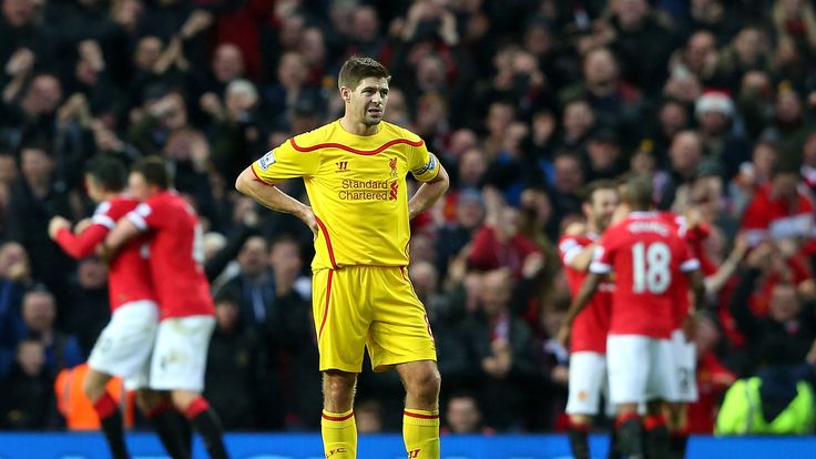 Steven Gerrard looks on after his side concede their third