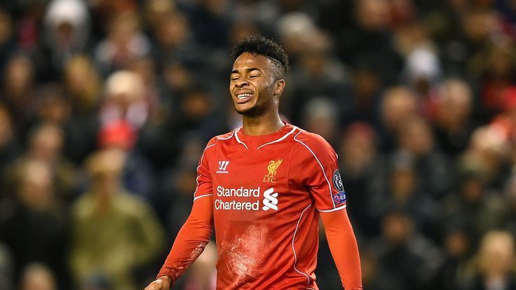 LIVERPOOL, ENGLAND - DECEMBER 09:  A dejected Raheem Sterling of Liverpool reacts following his team's 1-1 draw and exit from the competition during the UE