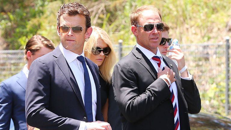 Former Australian cricketers Adam Gilchrist and Matthew Hayden paid their respects along with many former and current players