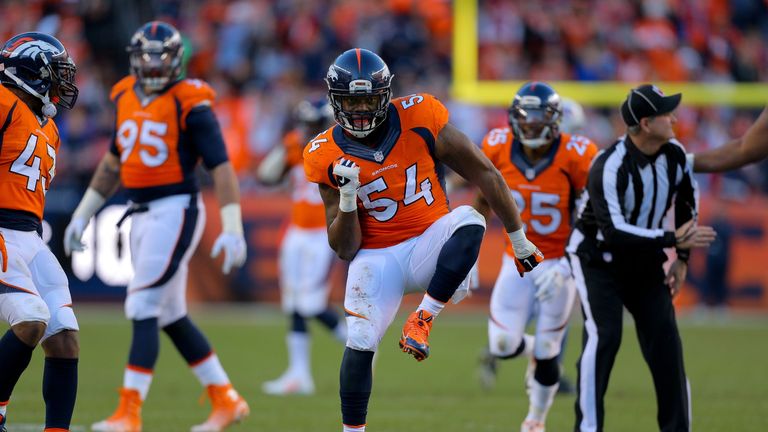 Brandon Marshall unleashes his latest routine after intercepting a Buffalo play. 