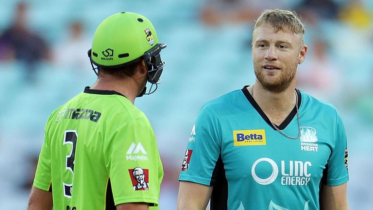 Jacques Kallis and Andrew Flintoff share a joke during the Big Bash League
