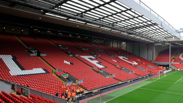 A general view of Anfield Stadium during the pre season friendly match between Liverpool and Bayer Leverkusen at Anfield, 2012