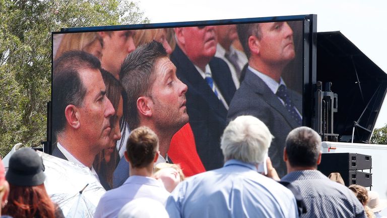 The service was broadcast on big screens.