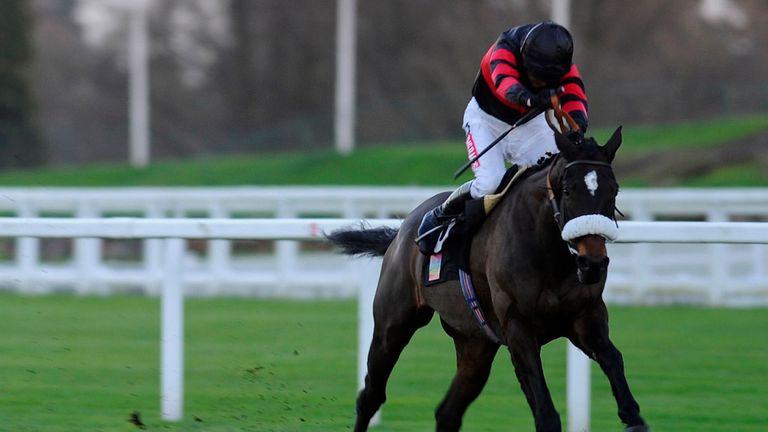 Barry Geraghty riding Supasundae win The Ascot Underwriting Championship Standard OPen National Hunt Flat Race at Ascot racec