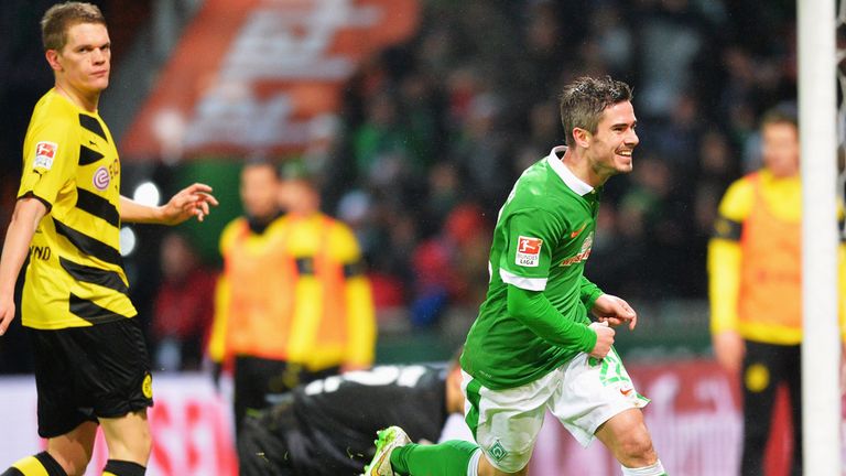 Fin Bartels: Celebrates scoring the winning goal for Werder Bremen