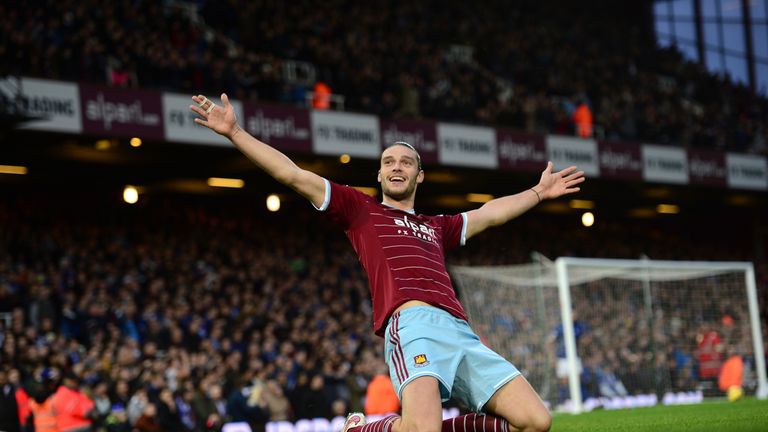 LONDON, ENGLAND - DECEMBER 20: Andy Carroll of West Ham celebrates scoring the first goal during the Barclays Premier League match between West Ham United 