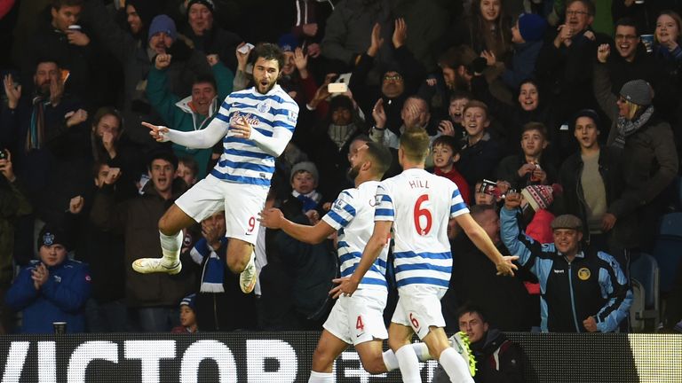 LONDON, ENGLAND - DECEMBER 20:  Charlie Austin of QPR celebrates scoring his second goal during the Barclays Premier League match between Queens Park Range