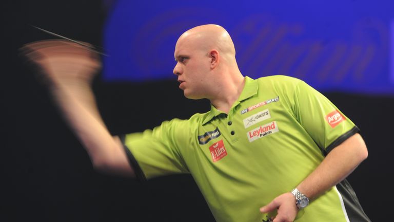 Michael van Gerwen during the William Hill World Darts Championship at Alexandra Palace, London.