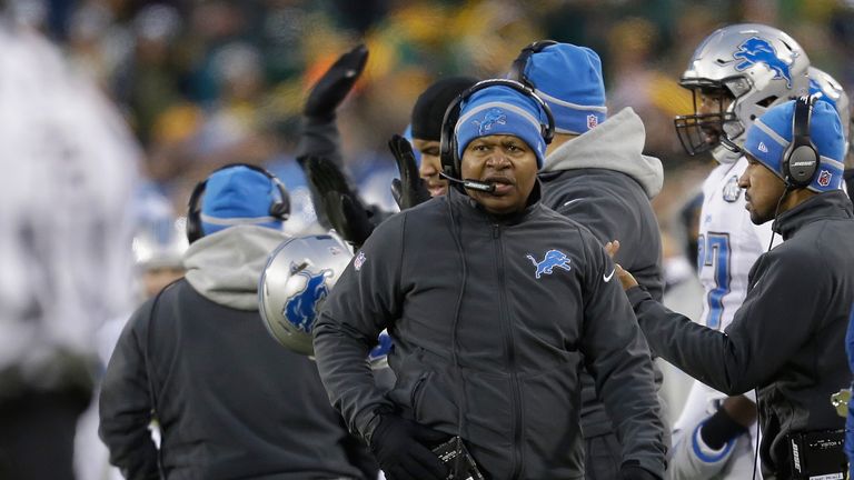 GREEN BAY, WI - DECEMBER 28:  Head coach of the Detroit Lions, Jim Caldwell, watches the field as they play the Green Bay Packers during the NFL game at La