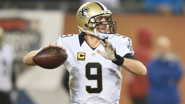 Drew Brees #9 of the New Orleans Saints looks to pass during the first quarter of a game against the Chicago Bears