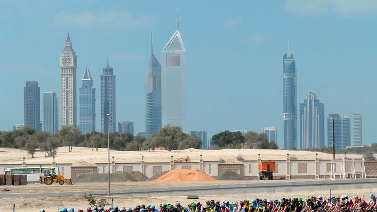 The peloton on stage two of the 2014 Dubai Tour