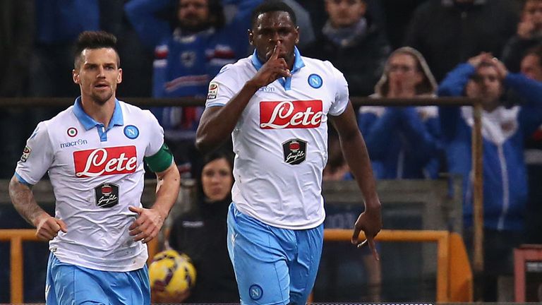 Duvan Zapata: Celebrates his late equaliser for Napoli