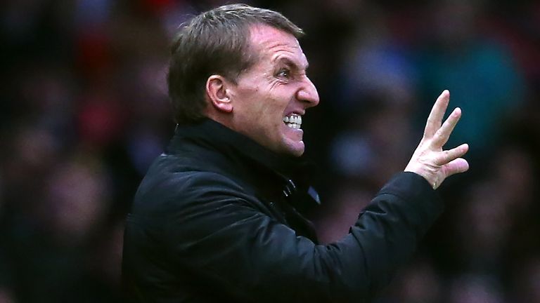 Brendan Rodgers: Frustrated on the touchline at Old Trafford