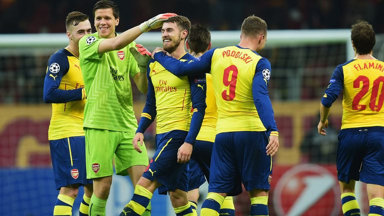 Aaron Ramsey: Celebrates stunning third goal in Arsenal's 4-1 win at Galatasaray