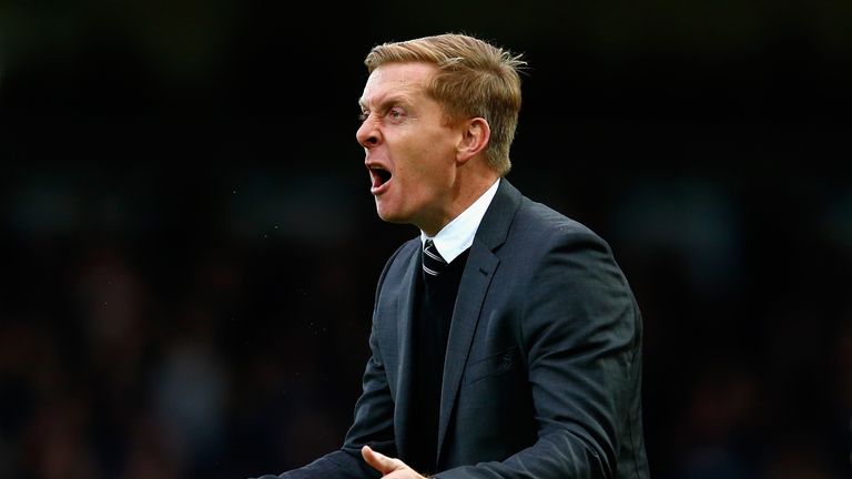 LONDON, ENGLAND - DECEMBER 07:  Garry Monk, manager of Swansea reacts during the Barclays Premier League match between West Ham United and Swansea City at 