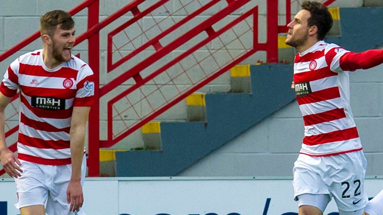 Tony Andreu (r) opens the scoring for Hamilton