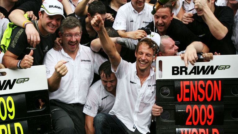 Jenson Button and Brawn GP celebrate their world titles