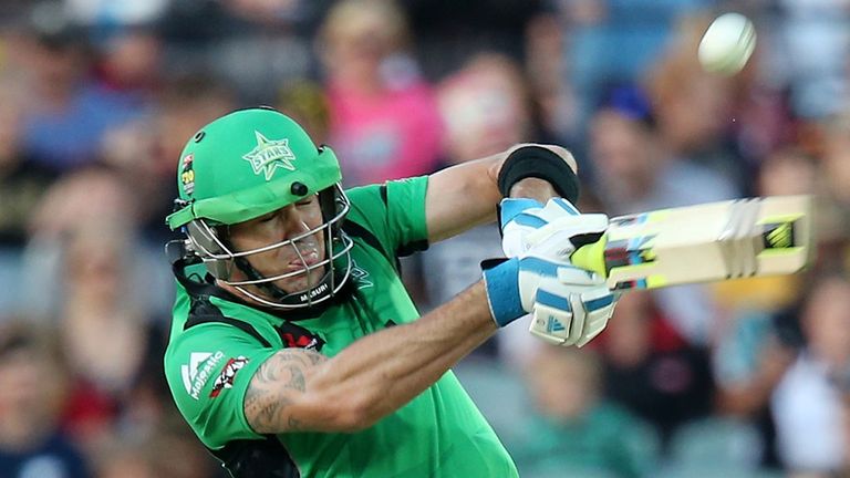 Kevin Pietersen of the Melbourne Stars hits six runs during the Big Bash League match between the Adelaide Strikers 